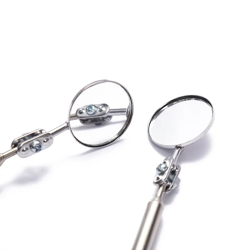 Stainless Steel Extended Handle Telescopic Round Mirror 360° Rotation Folding Handle Inspection Mirror for Mechanics Dental