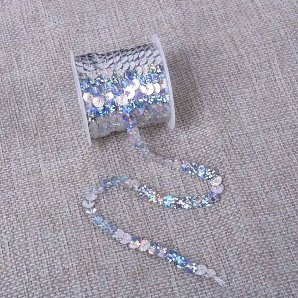

Красочная 5-метровая тесьма с пайетками, блестящие круглые пайетки 6 мм, декоративная отделка для рукоделия, аксессуары для ткани/сумок/одежды