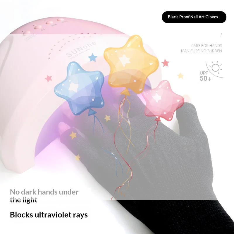2Pcs 1 Pair New Anti UV Thin Nail Gloves Anti Black UV Gel Shield Glove Fingerless Manicure Nail Art Tools LED Lamp Nails Dryer