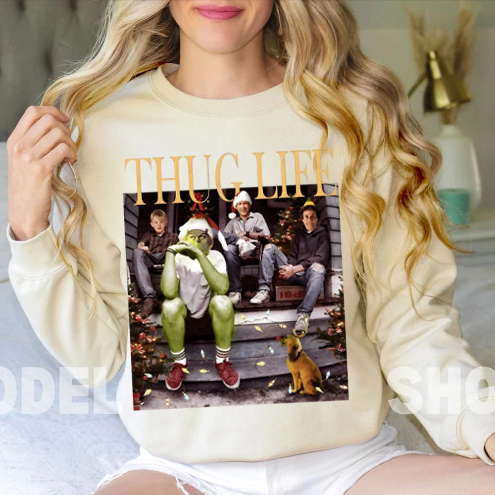 Thug Life Christmas Women Clothing Christmas Movie Women's Clothing Holiday Crewneck Christmas Friends Womens Hoodies Xmas Gifts