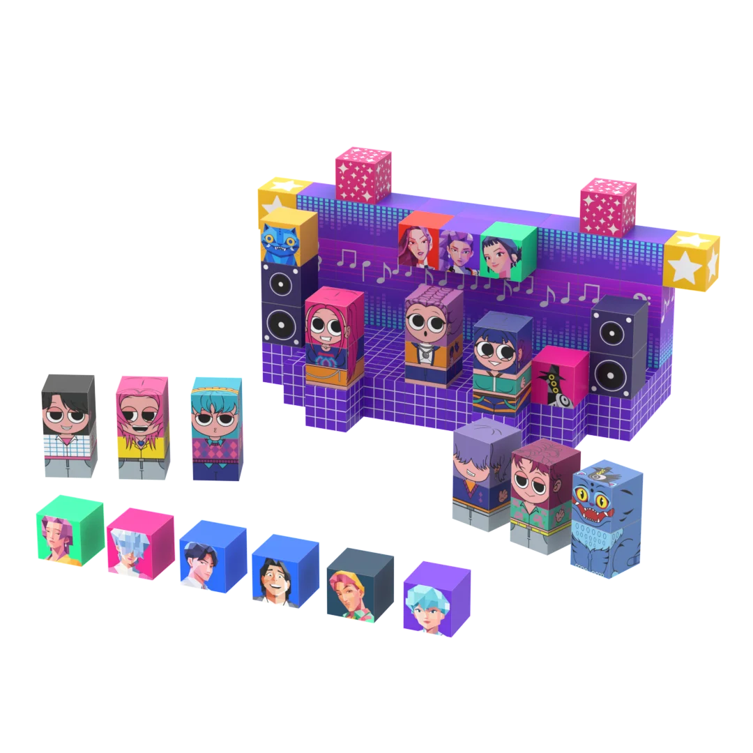 كتل مغناطيسية - مجموعة عالم مغناطيسية لبناء موضوع الموسيقى مكونة من 100 قطعة، ألعاب مكعبات بناء البلاط المغناطيسي الإبداعي، لعبة حسية