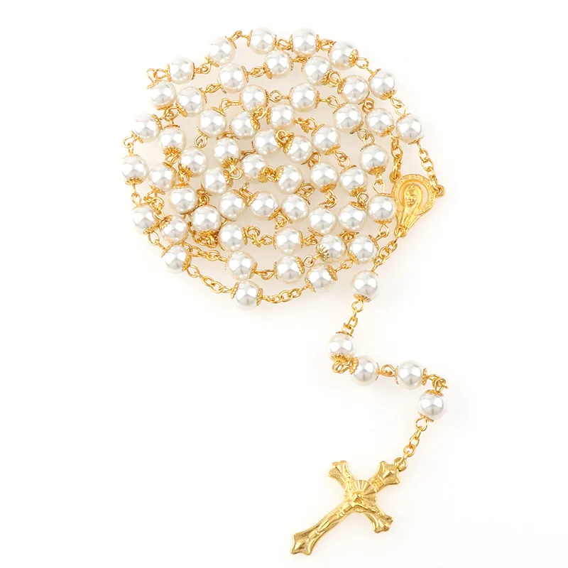 Rosario de comunión para niña y niño, cuentas rosarias católicas para hombres y mujeres, collar rosario como regalo para madre, abuela, ancianos