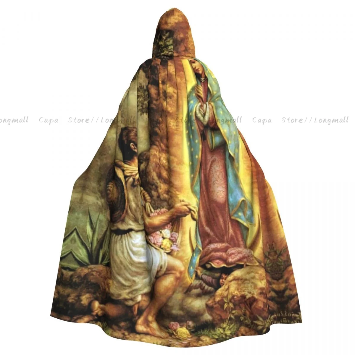 Virgen Guadalupe Juan Diego Hooded Cloak Coat Halloween Cosplay Costume Vampire Devil Wizard Cape Gown Party