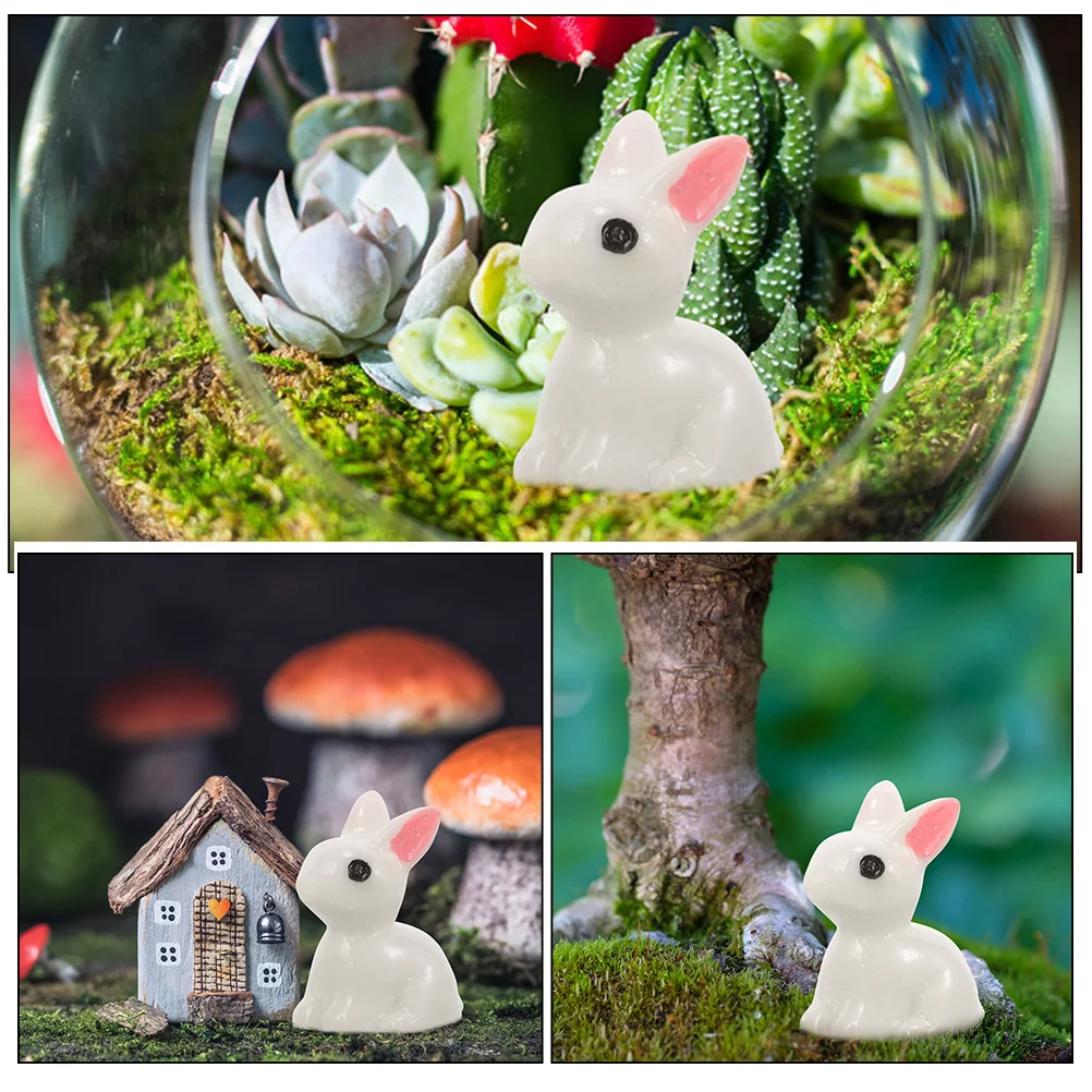 

50Pcs Small Resin Bunny Statue Cartoon Rabbit Decoration Garden Lawn Ornament Easter Christmas Gift Bunny Statue