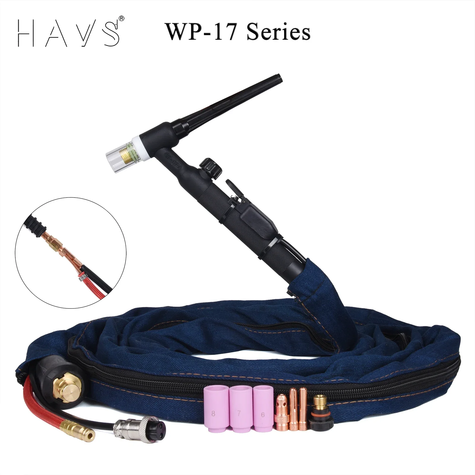 

13FT WP17FV TIG Welding Torch Flexible Head Gas Valve Separated Type w/Quick Connect 10-25/35-50 Connector