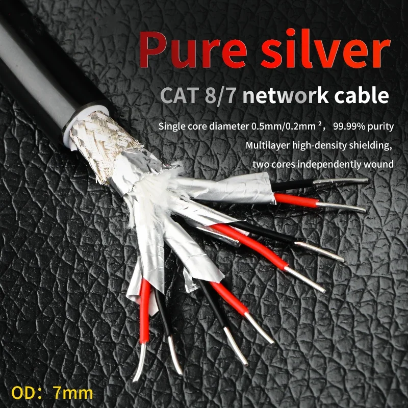 CAT 8 Pure Silver Network Cable Ethernet Cable 10 Gigabit Network 40Gbps 2000MHz USB 3.0 HiFi Audio Bulk Audio Lan Cables