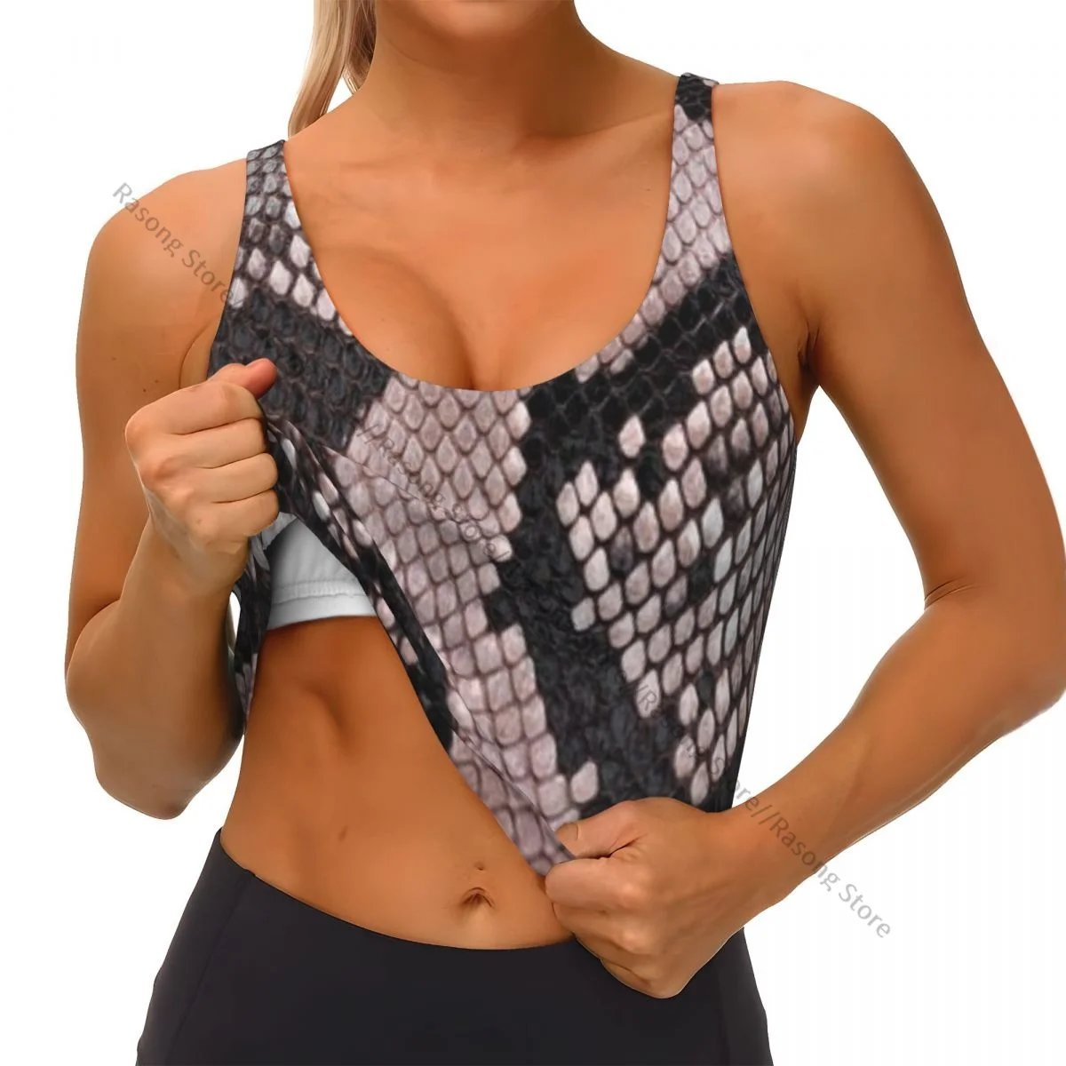 حمالة صدر رياضية للنساء للجري ملابس اليوغا سترة بيثون نسيج الجلد جمع سترة لياقة بدنية #4