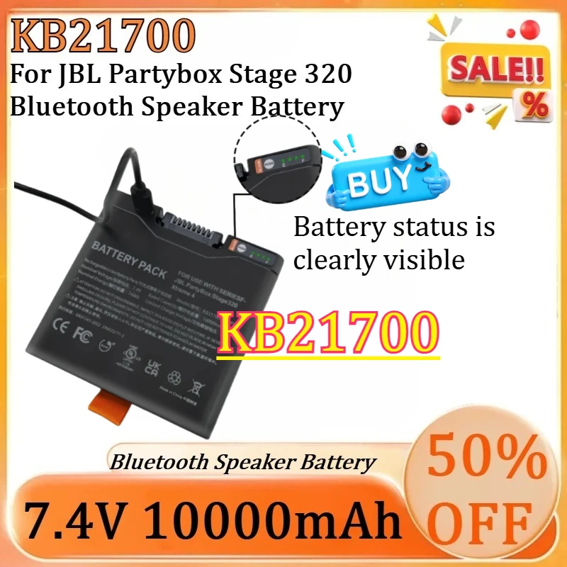 

For JBL Partybox Stage 320 Bluetooth Speaker Battery New KB21700 7.4V 10000mAh High Quality Battery