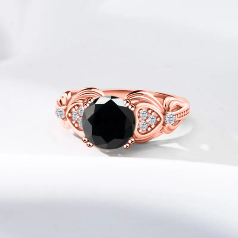 Jellystory S925 Sterling Silver 2ct Moissanite Ring Rose Gold Plated Tarnish Resistant Unique Engagement Band for Women