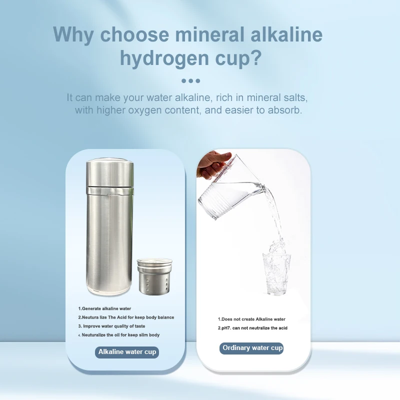 250/420ml 실버 스테인레스 스틸 알칼리성 물 컵 필터 컵 캡 부착 휴대용 스테인레스 스틸 물병 보온병