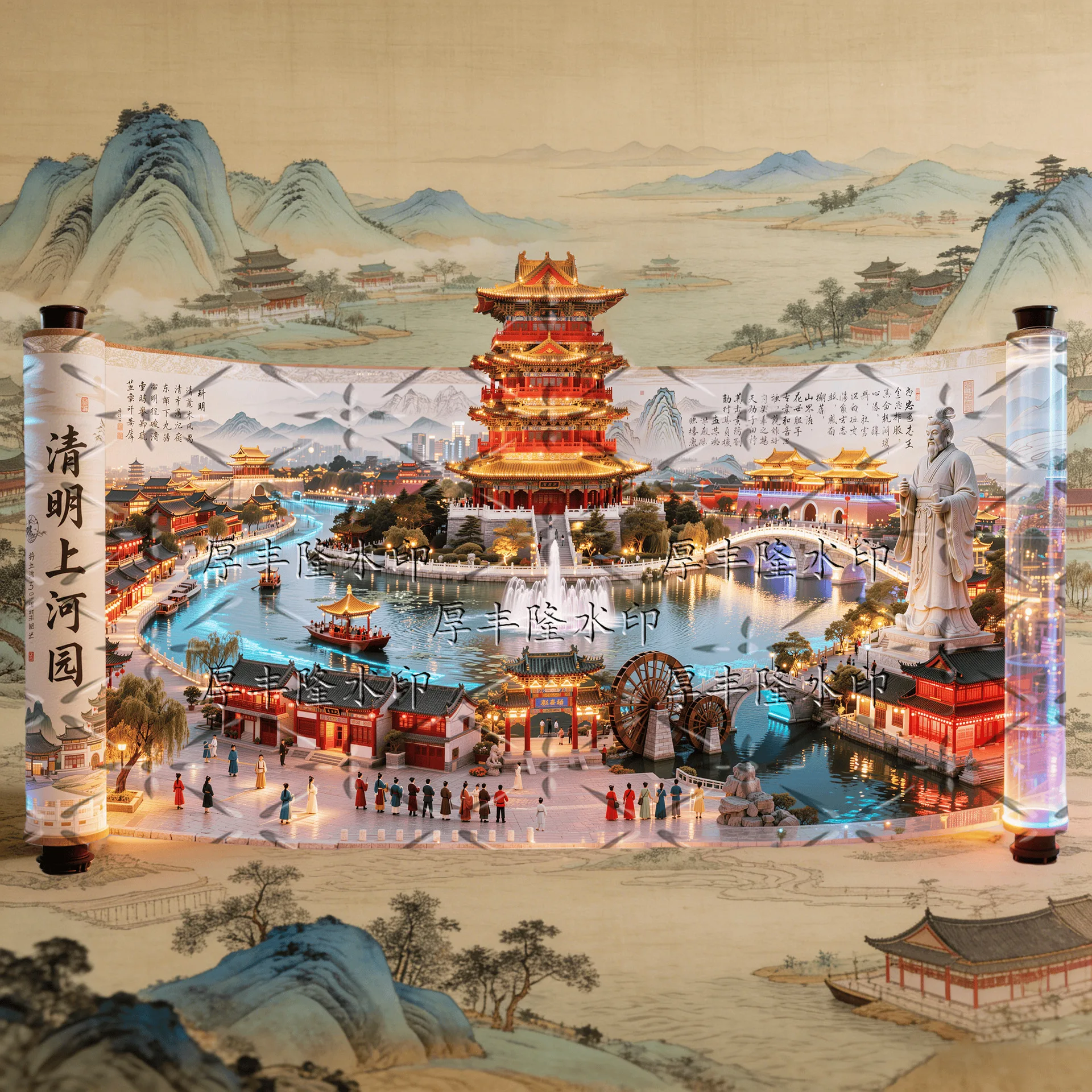China Millennium City Park Embossed Metal Magnetic Fridge Magnet, Cultural Creative Toy Tourist Souvenir Collectible Gift