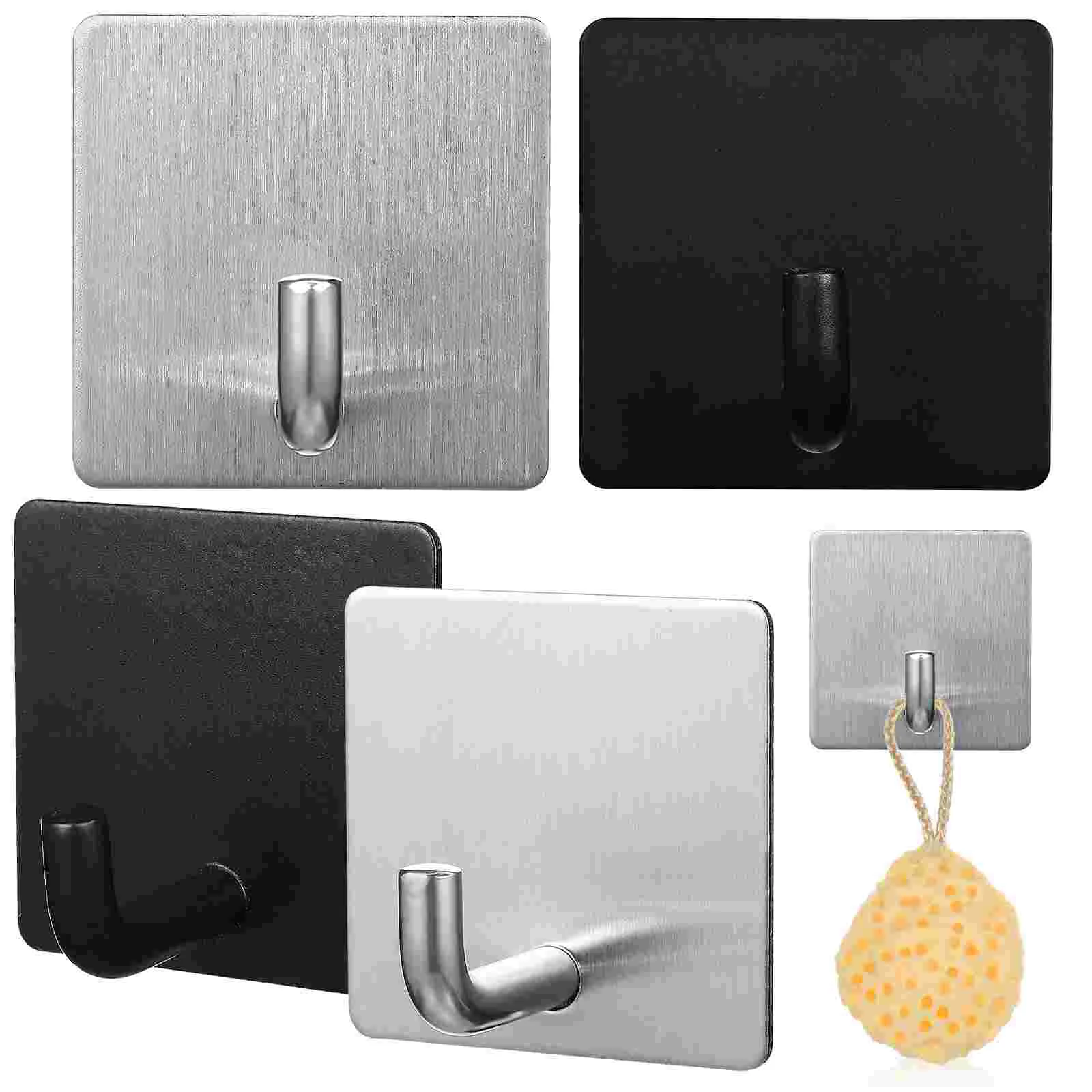 

4 Pcs Wall-mounted Hook Key Fob Coat Hooks Self Adhesive Stainless Steel Hanging for