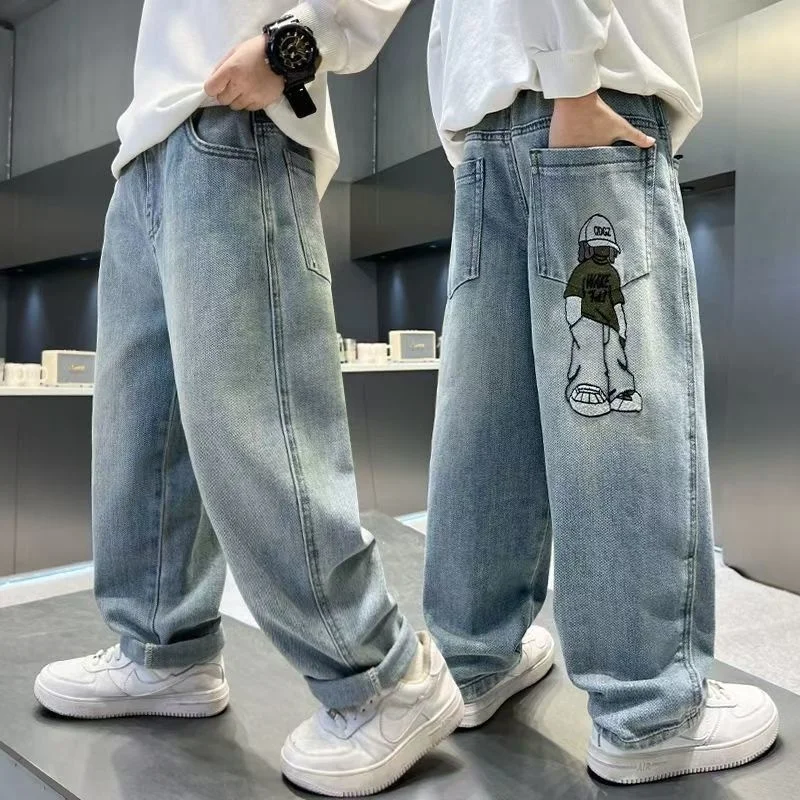 2023 frühling Herbst Mode Jungen Denim Hosen Kinder Hosen Casual Kinder Jeans Hosen für 4-14 Jahre Teenager jungen Kleidung
