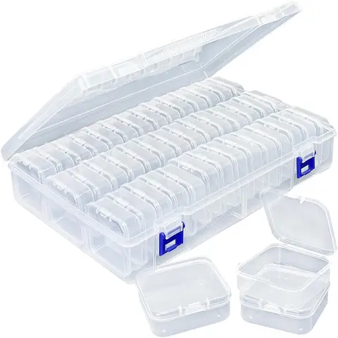 Multi-Size Transparent Bead Storage Box — 15, 20, or 45 Compartments (Flexible Selection) — Hinged, Dustproof Lid — Mini Organiz