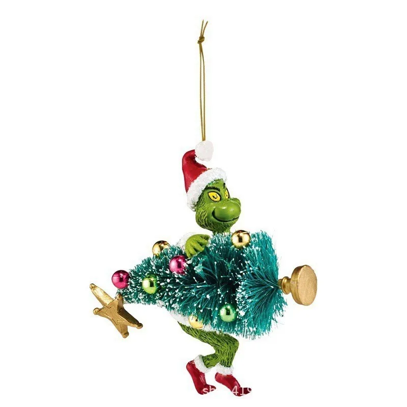 New Green Hair Monster Christmas Decoration Pendant Cartoon Christmas Tree Pendant Christmas Car Interior Decoration