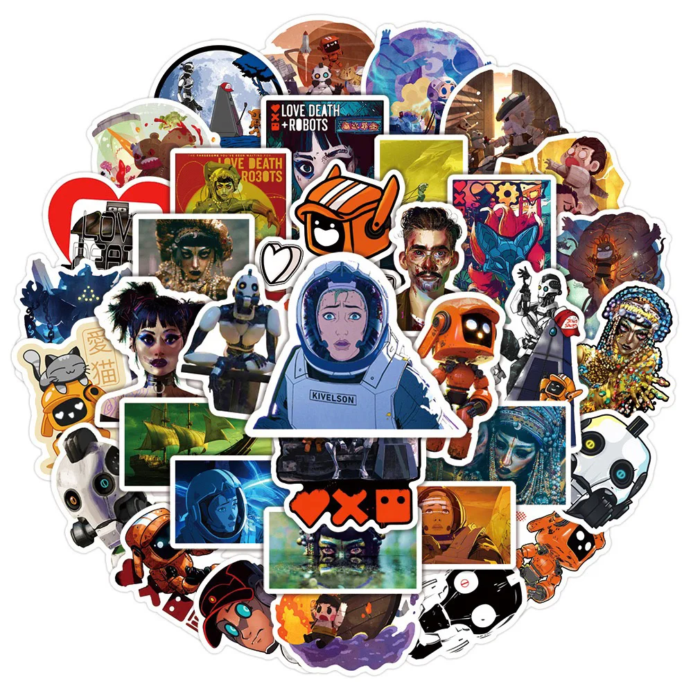 10/30/50PCS Animated Short Love,Death&Robots Cartoon Sticker DIY Phone Laptop Luggage Skateboard Graffiti Decals Fun Gift