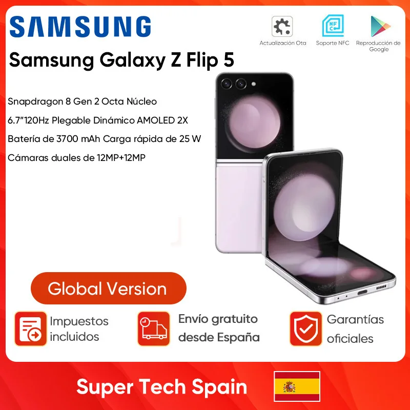 Samsung Galaxy Z Flip5 8GB+256GB Flip 5 5G Foldable Dynamic AMOLED 2X Display Snapdragon 8 Gen 2 Android 13 samsung with Flip 5