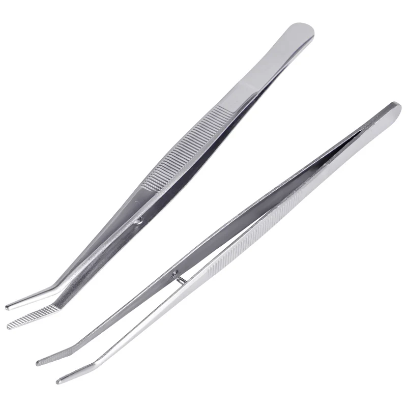 3pcs Dental Tweezers Stainless Steel Surgical Serrated Curved Tweezers Pincers Forceps Cotton Dressing Clip view 4