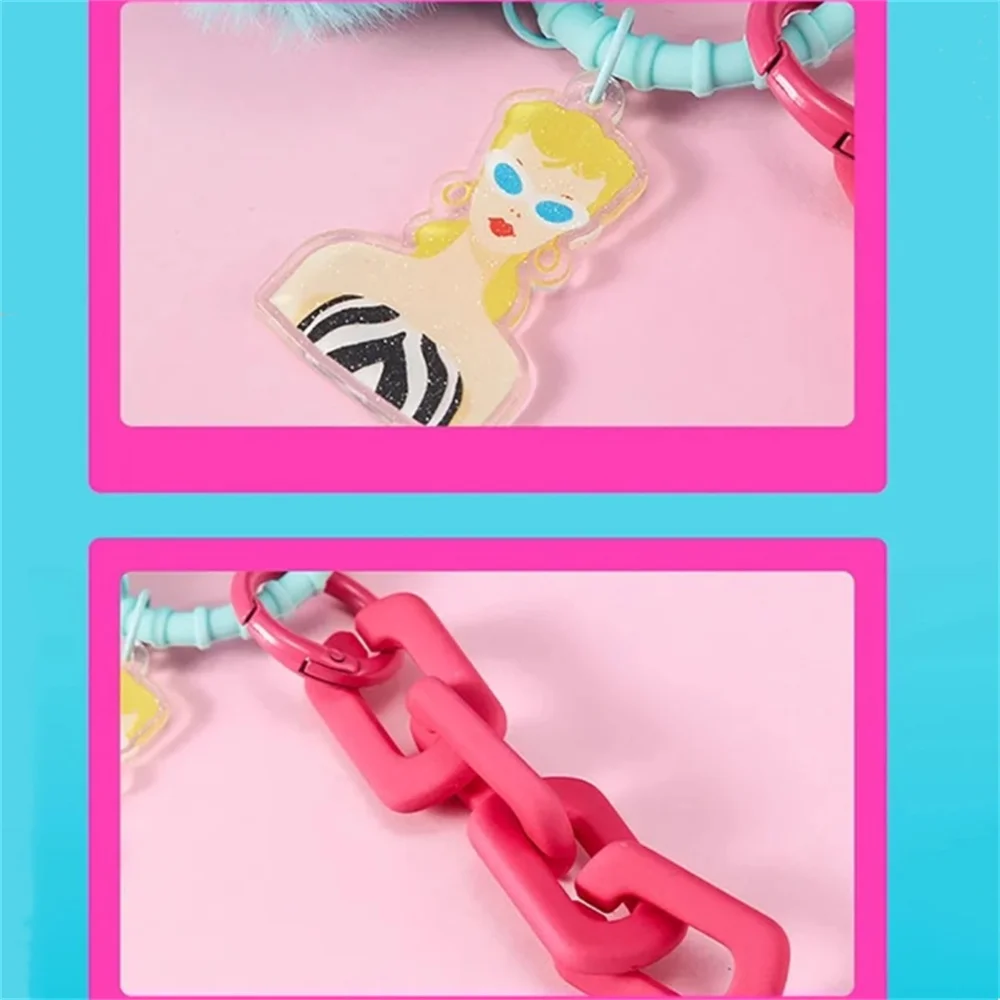 سلسلة مفاتيح Miniso Barbie Daylight Shine Series من القطيفة على شكل حقيبة وردية أنيقة يمكنك صنعها بنفسك إكسسوارات ساحرة هدية للحفلات للنساء والفتيات #6