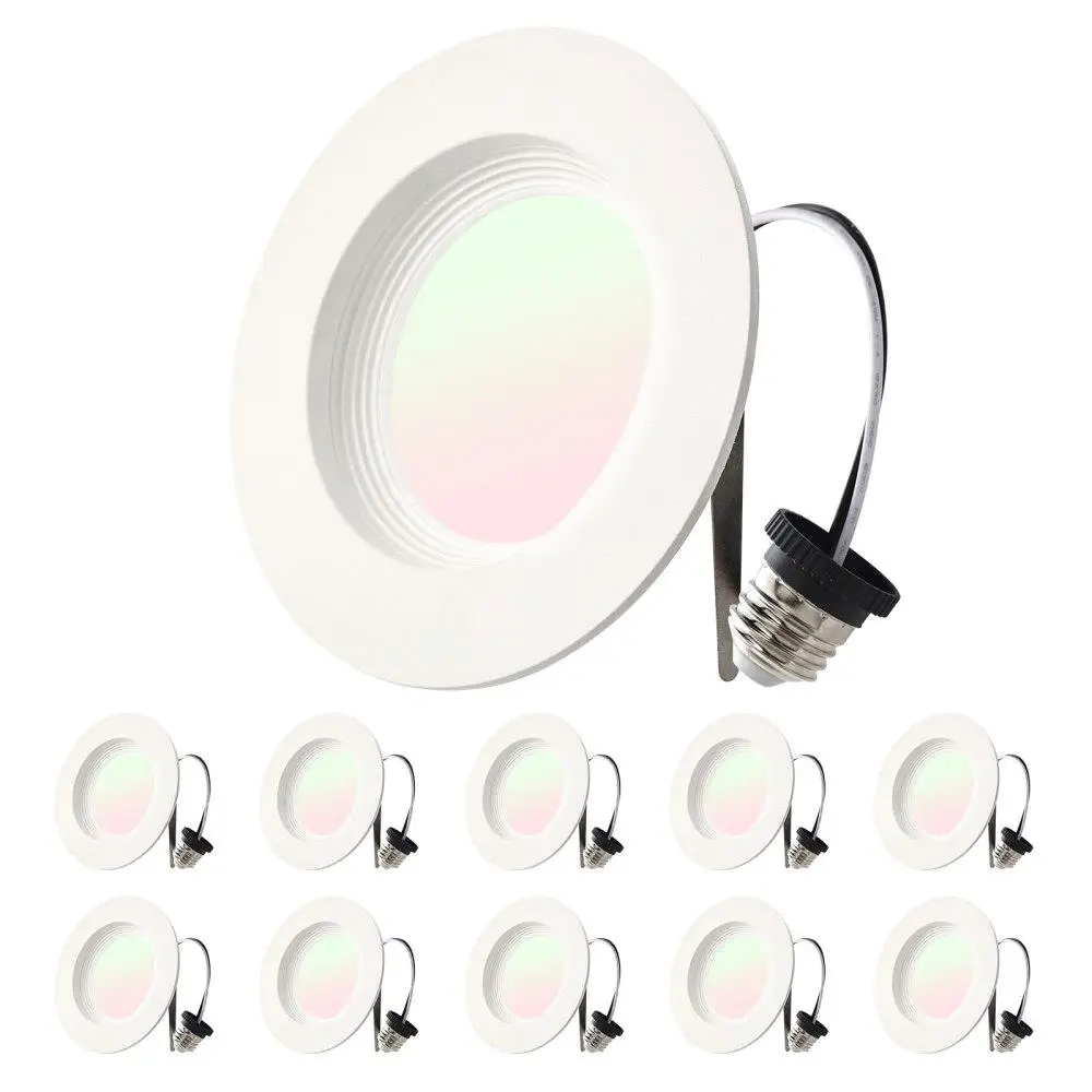 

10 Pack 4 Inch Recessed Can Lights 750 Lumen Energy Efficient 9W 120V Five Color Temperature Adjustable Lighting