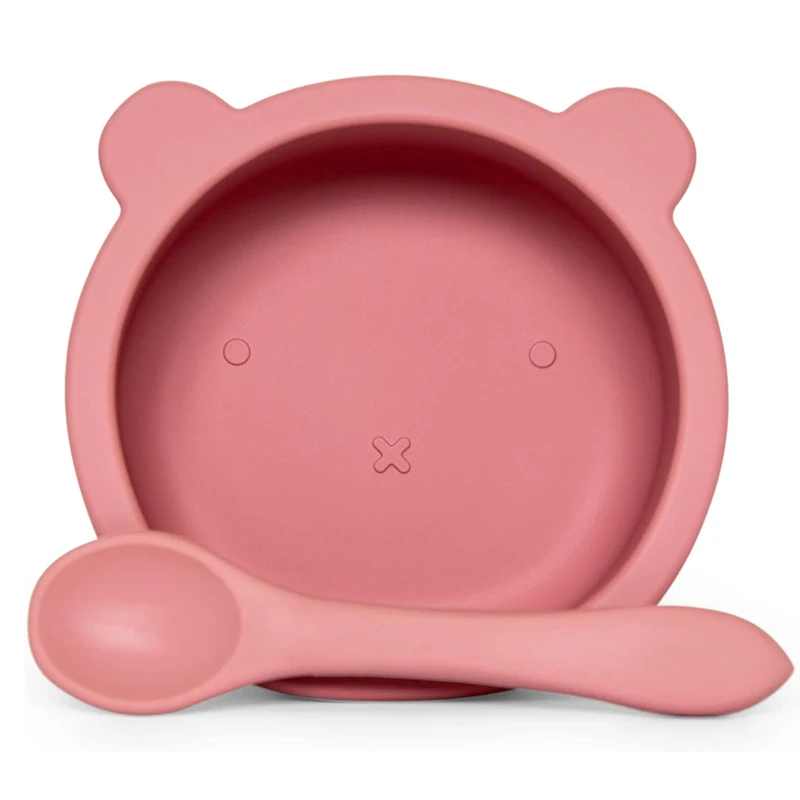 Children Safe Silicone Dish With Spoon Eating Training Tableware With Sucker For Daily Food Storage Feeding Bowls Baby Stuff