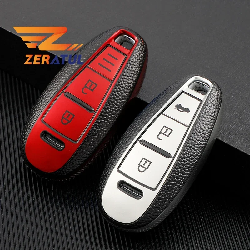 TPU Leather Auto Shell Fob For Suzuki Vitara Swift Ignis Kizashi SX4 Baleno Ertiga 2019 Car Key Case Cover Accessories