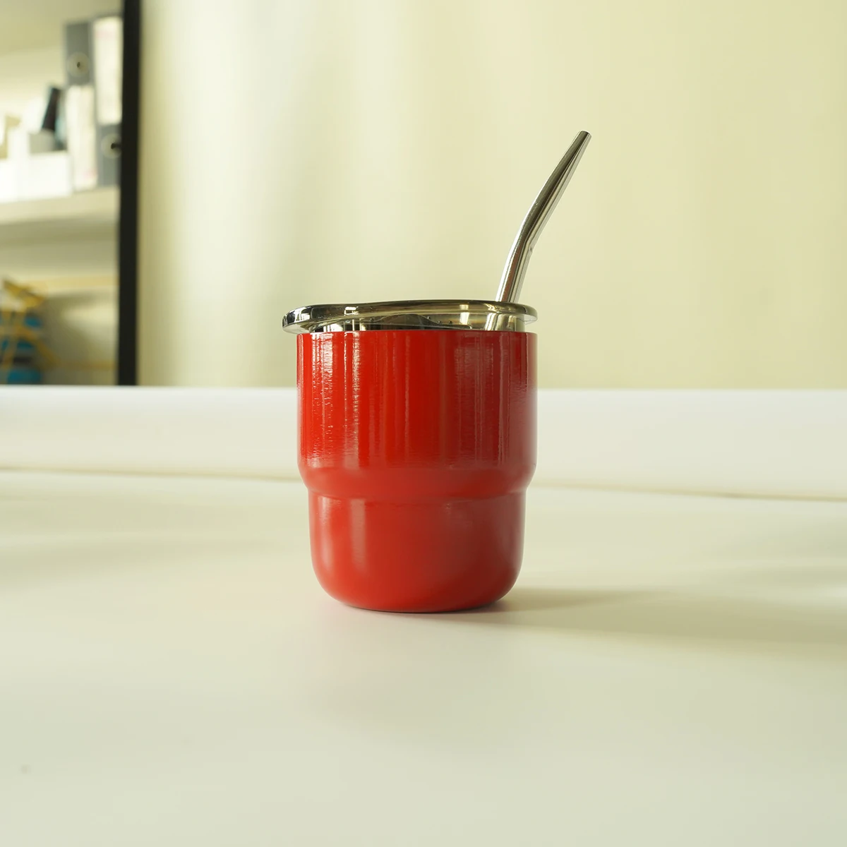 كوب معزول بمكنسة كهربائية مزدوجة الجدار من الفولاذ المقاوم للصدأ 304، كوب قهوة، كوب يربا ماتي مع القش، 255 مل ​