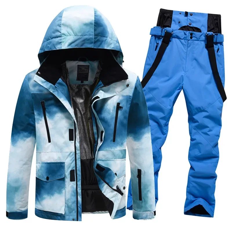 Outdoor Sport Mountain Man Snow Sets Winter Warm Hood Jacket Pants Women Ski Suit Waterproof Female Snowboad Male Outfit Clothes