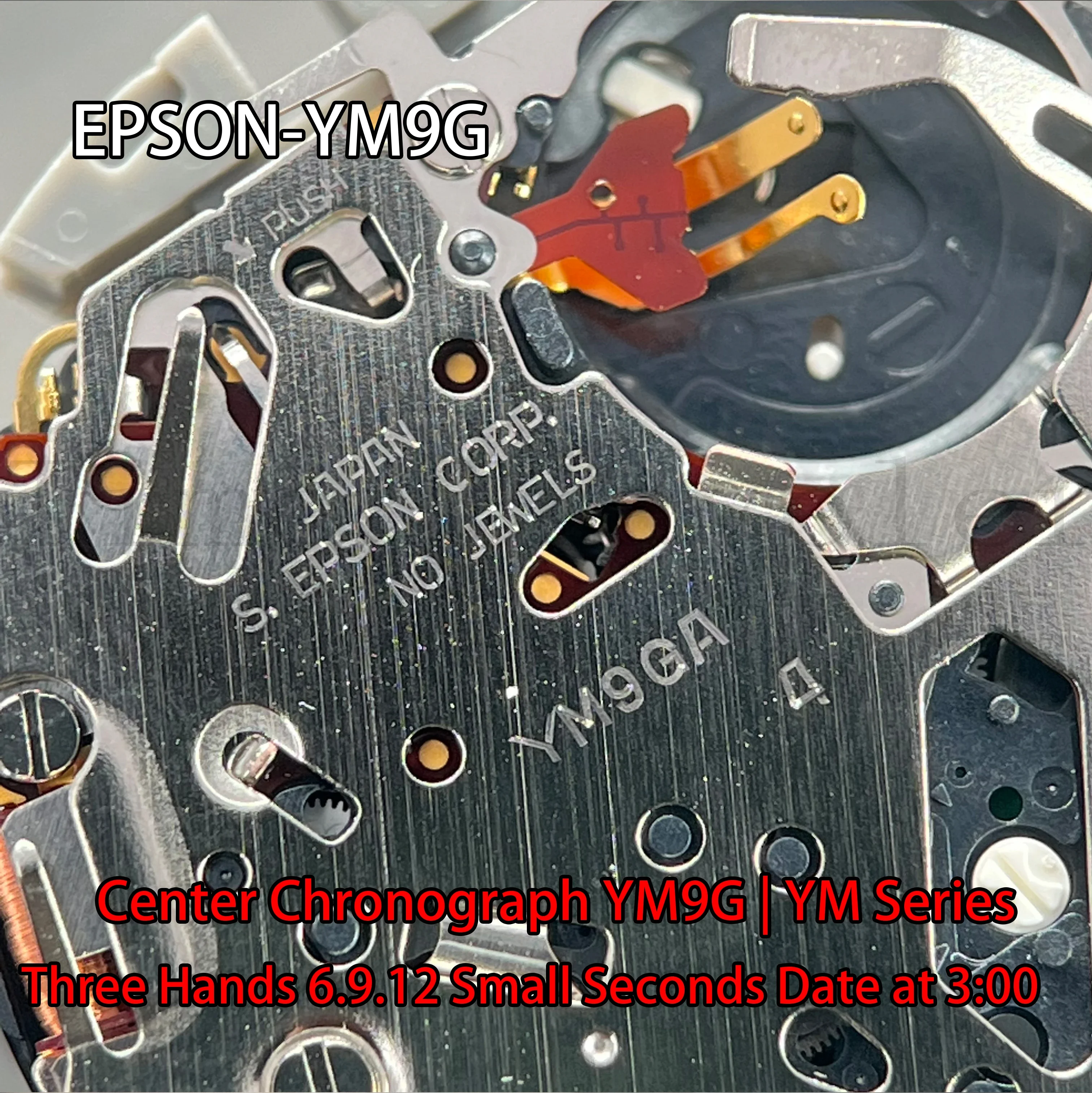 Movimento YM9G movimento Epson YM9GA serie YM movimento al quarzo YM9GA dimensioni: 12''6 lancette 6.9.12 piccoli secondi/data display alle 3:00