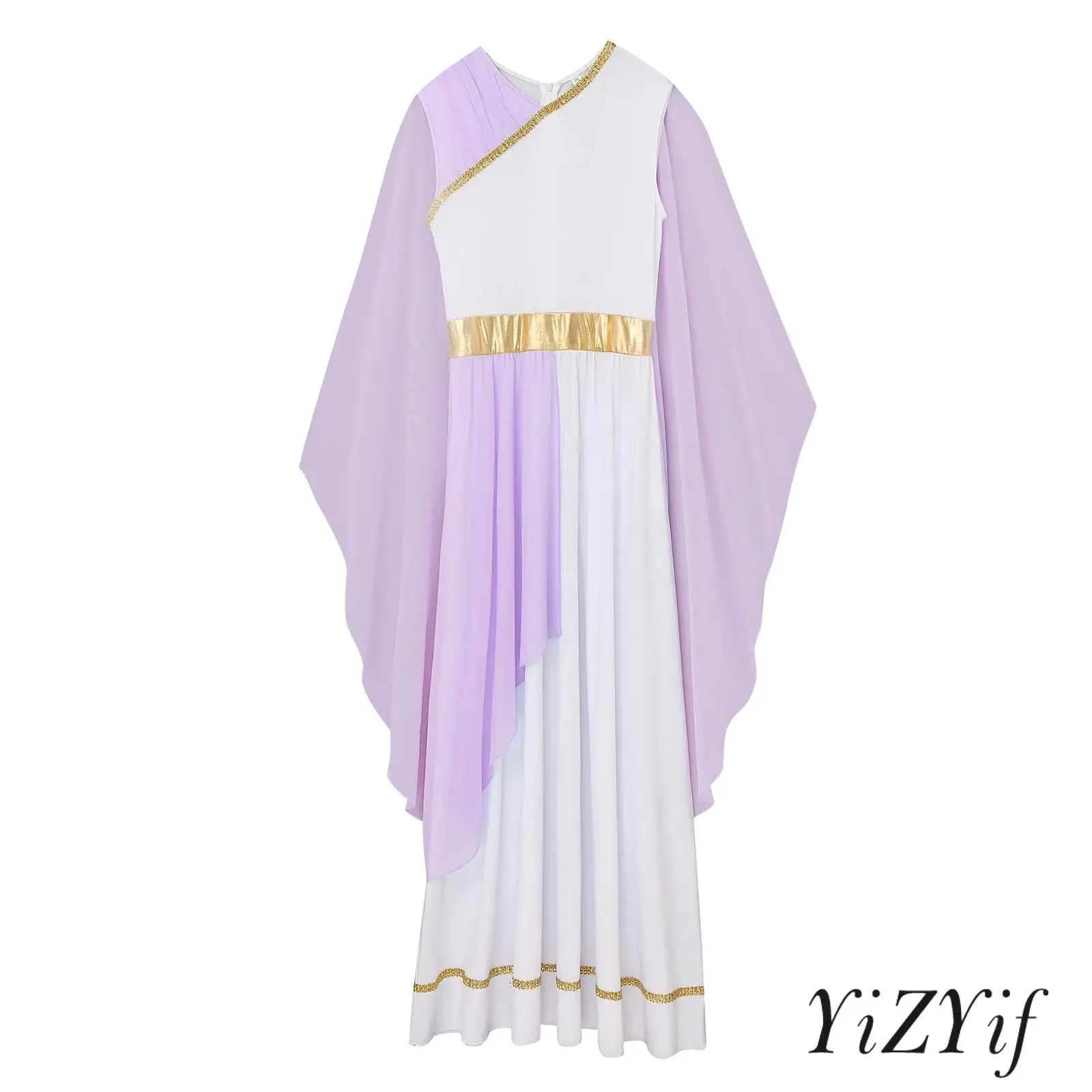 

Womens Vintage Greek Goddess Gown Dress Chiffon Shiny Waist Design for Halloween Cosplay Masquerade Photo Shoots Carnivals