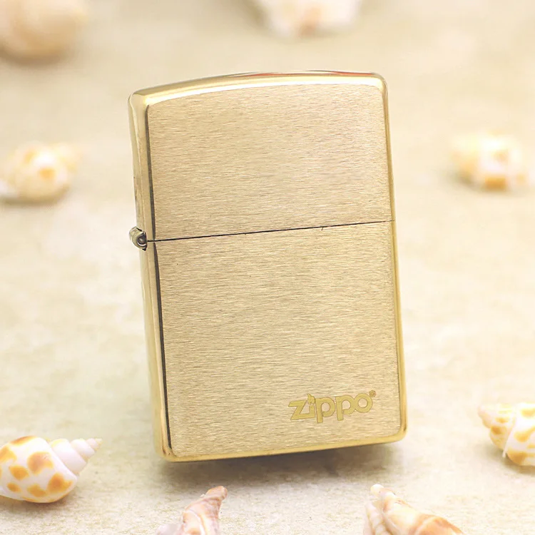 

Genuine Zippo oil lighter copper windproof Gold wire drawing Kerosene lighters Gift with anti-counterfeiting code