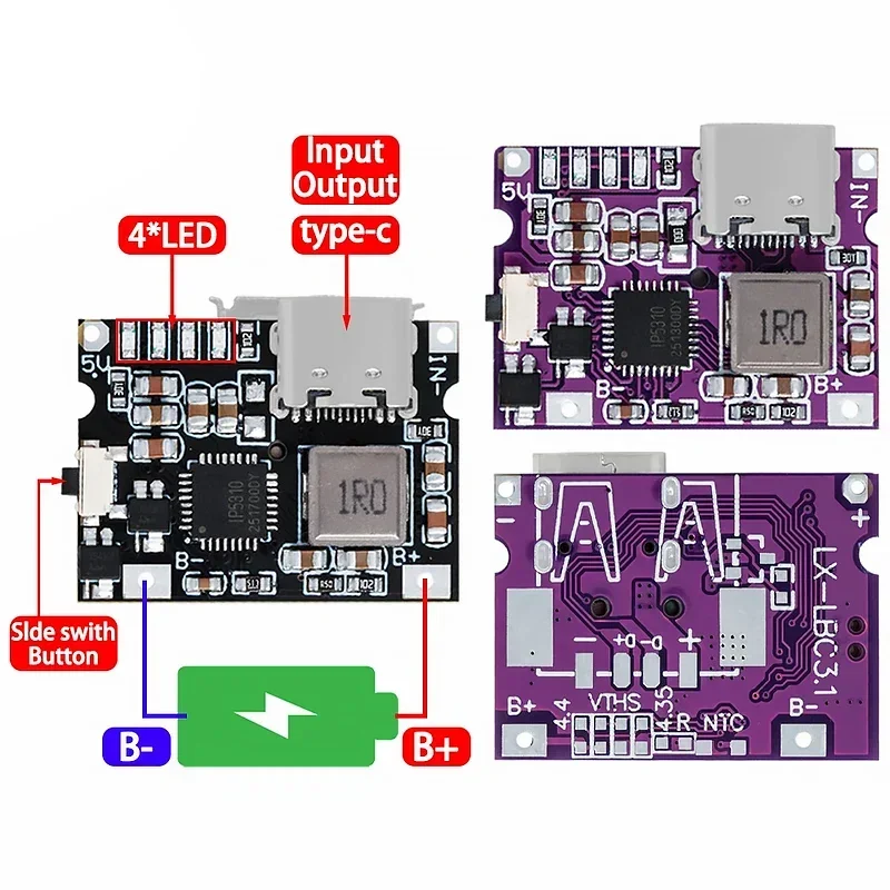 Imagem -04 - Módulo de Potência Step-up do Conversor de Impulso Acessórios para Banco de Potência Móvel com Proteção tipo c Micro Usb 5v 1a 2a a