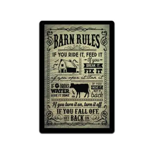 Barn Rules 12 X 8 Inch Metal Sign Barn Western Farmhouse Décor Country Home