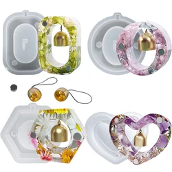 DIY Bell Doorbell Epoxy Resin Mold Hexagon Heart Oval Rectangle Doorbell Silicone Mould Home Decoration