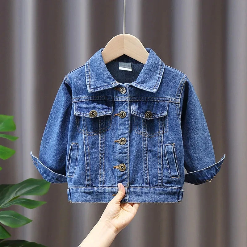 Girls Denim Jacket Spring and Autumn Children\'s Clothing 2024 New Children\'s Casual Jacket Girl Baby Coat Kids Jeans Suit