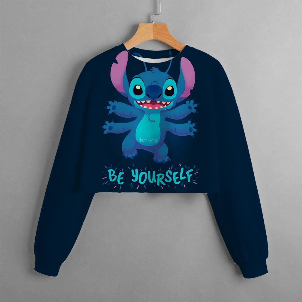 Casual cartoon New Spring and Autumn Disney Children\'s Clothing Print Girls Short Hoodie Sweater Stitch Comfortable and Cute Top