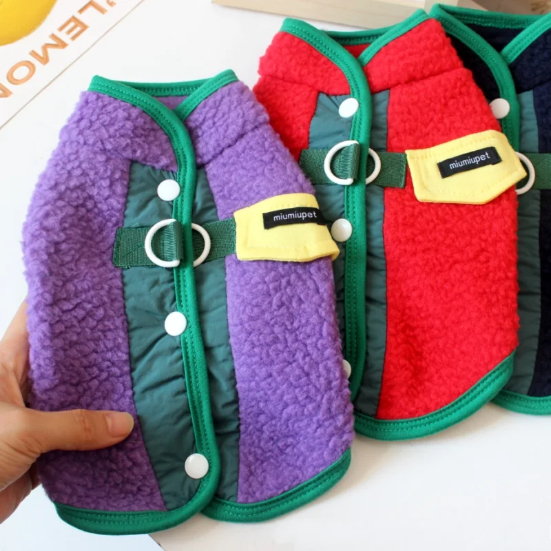 Ropa de otoño e invierno para perros, abrigo de lana para perros pequeños, chaleco cálido con anillo en D, traje para caniche Chihuahua Yorkshire, ropa para perros a la moda