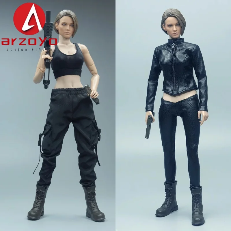 

1/6 женский боевой костюм убийцы, кожаная куртка, рабочие брюки, модель одежды, подходит для 12 дюймов, женская фигурка солдата, тело куклы