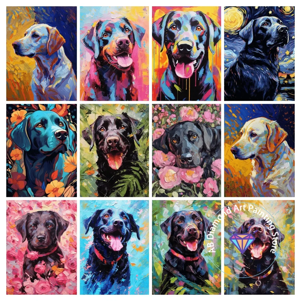 Buntes Labrador Tier Diamant Malerei Kit 5D DIY Hund Diamant Stickerei Kreuz Stickerei handgemachte Kunst Geschenk Home Dekoration