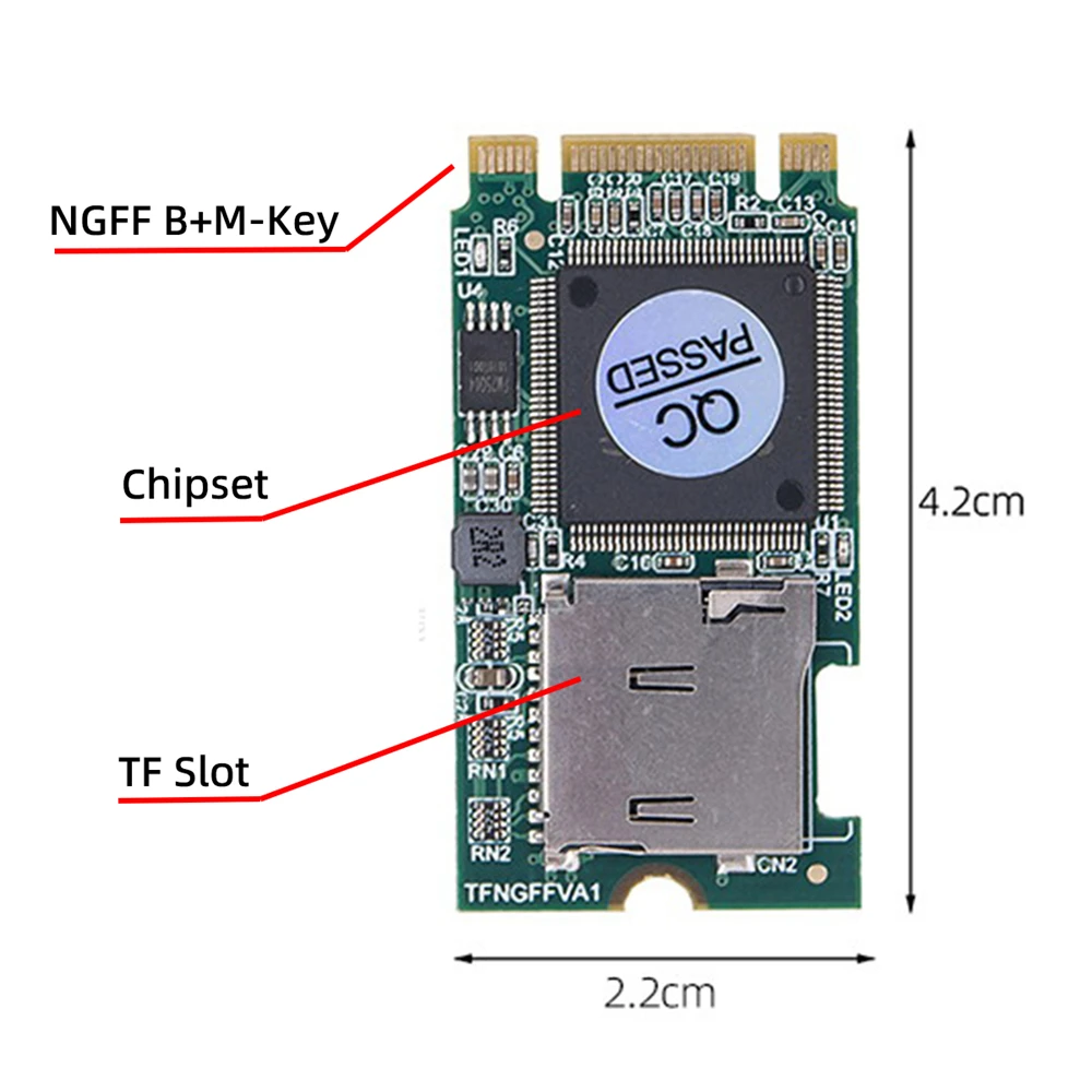 Chenyang 22x42mm /30x50mm M.2 NGFF B-Key to Micro SD T-Flash TF Card Rearder B+M Key Adapter Embedded for Industrial Mobile SSD