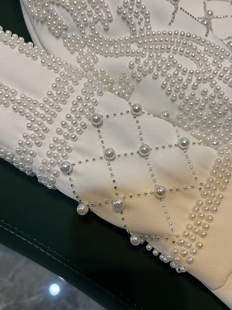 Ele Slim Fit Pearl Embellished Abito di fascia alta Jaet Pendolarismo da donna Sle Faionable Autunno Inverno Capispalla K0
