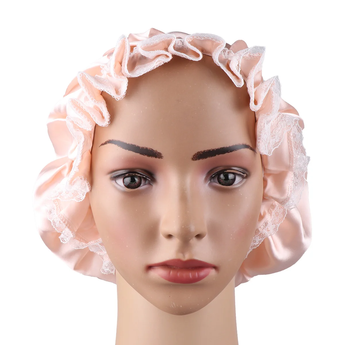 

Silk Sleeping Cap Incarnadine Pink Durable Night Sleep Bonnet Hair Protection Women Shower Hair Care Sleeping Cap