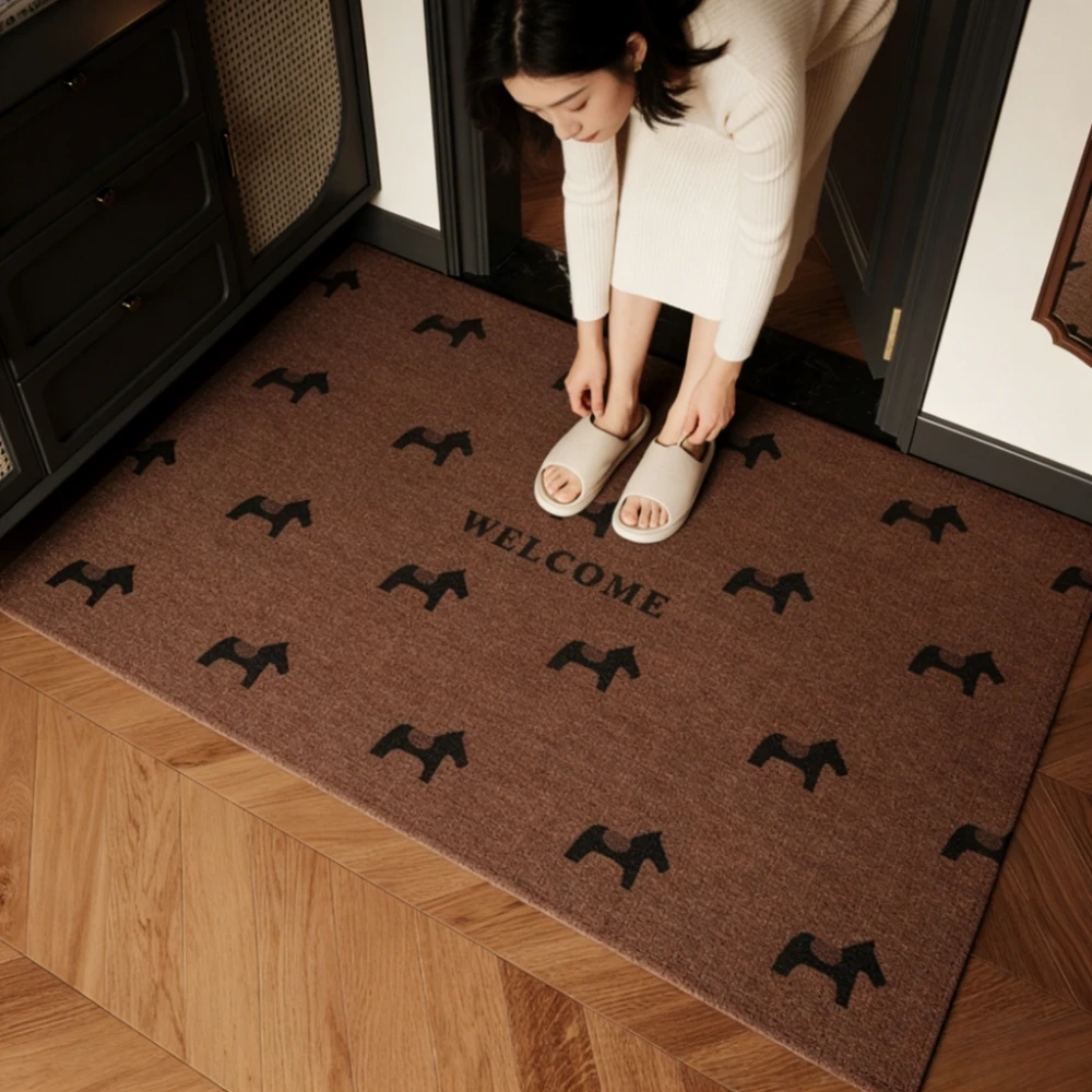 

Ретро-коврик в новогоднем стиле с красными праздничными пони, мягкий напольный коврик для прихожей, плюшевая подставка для стола, легко чистится и долговечен, придверные коврики