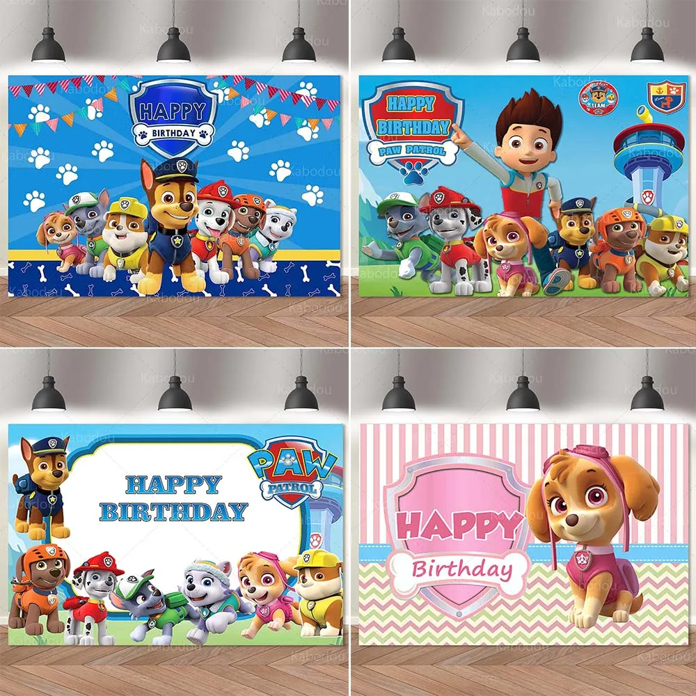 

Paw Patrols Backdrop Kid Birthday Party Decoration Cartoon Dog Photo Photography Background Photo Banner Poster Baby Shower Prop