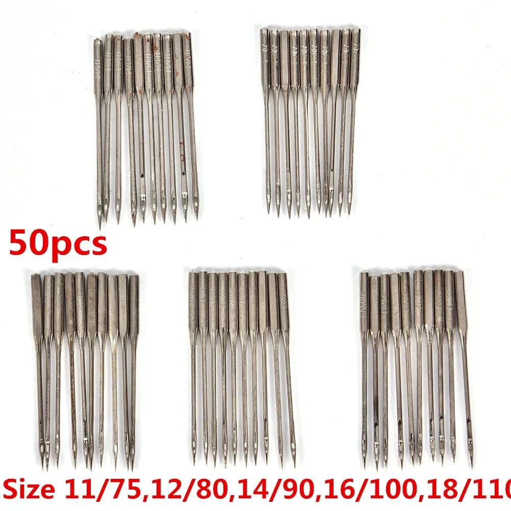 New 50Pcs Household Sewing Machine Needles 11/75,12/80,14/90,16/100,18/110 Home Sewing Needle DIY Sewing Accessories