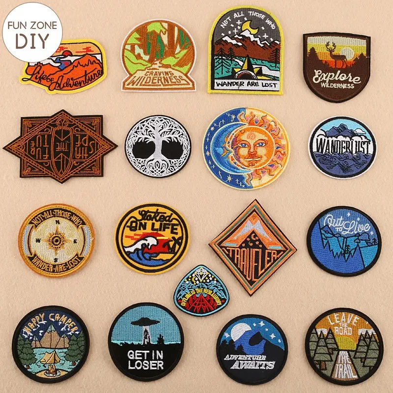 FZdiy Round Badge Animal Iron on Patches for Clothing  Sewing Embroidery Parches Termoadhesivos Para Ropa Costura Appliques