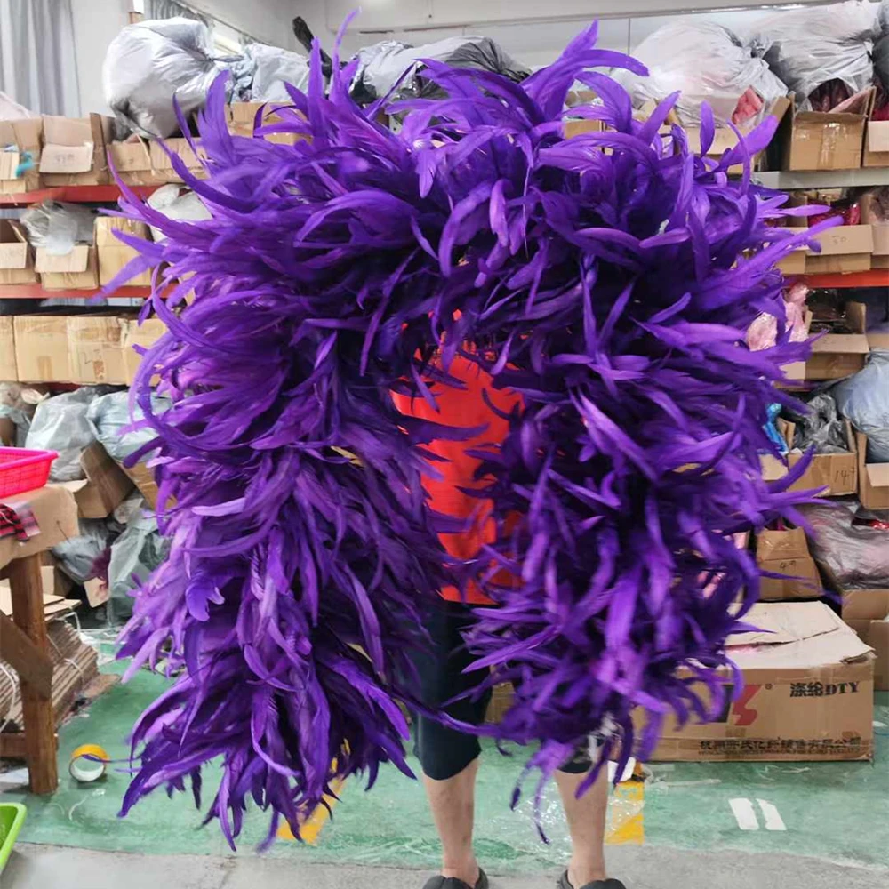 

2 3yards Large Rooster Tail Feather Boa 25-30cm Chicken Pheasant Plumes Shawl Scarf Luxury Carnival Party Dress Clothing Triming