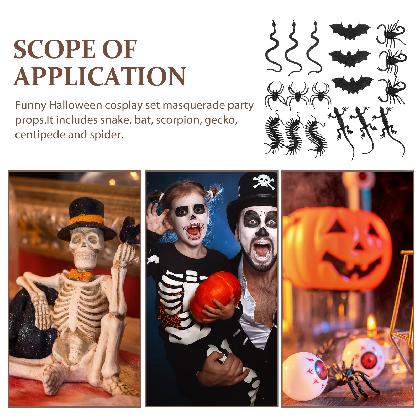 18 قطعة ديكور حيوانات ممتاز مقلد العقرب أبو بريص العنكبوت زاحف المزح الدعائم لإعداد حفلة الهالوين الأسود #1