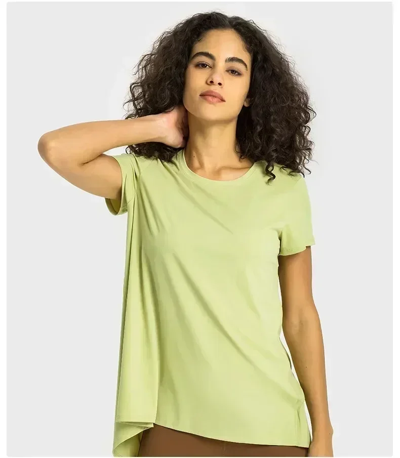 Limão roupas femininas camisas de ginásio yoga esporte topo ao ar livre jogging respirável manga curta roupas esportivas borboleta bandagem camisetas