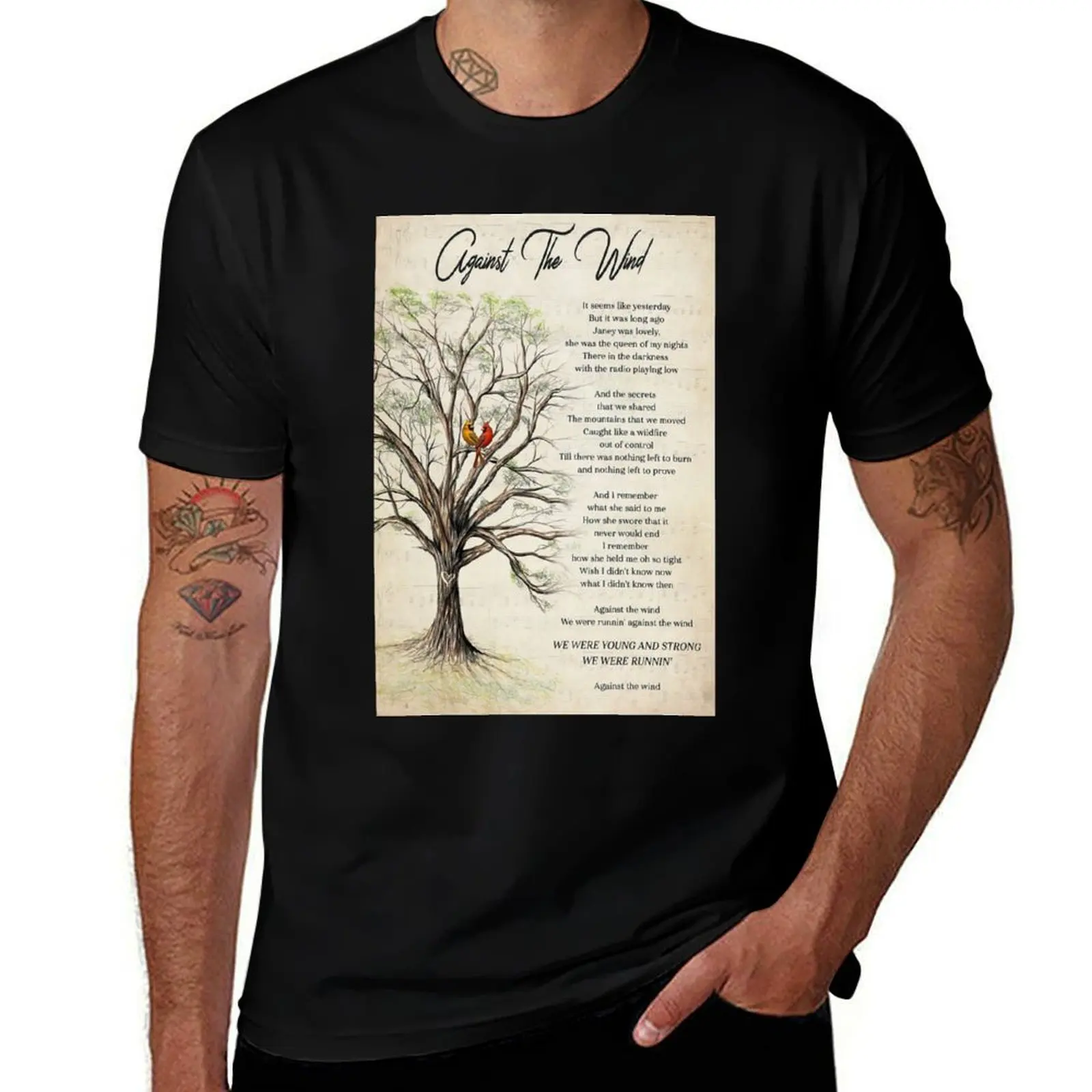 Against The Wind Lyrics Bob Seger & The Silver Bullet Band - Cardinal Bird Couple T-Shirt